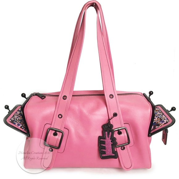 Coach x Keith Haring Mailbox Bag PINK Limited Edition Kisslock Shoulder Bag HTF - Picture 5 of 14